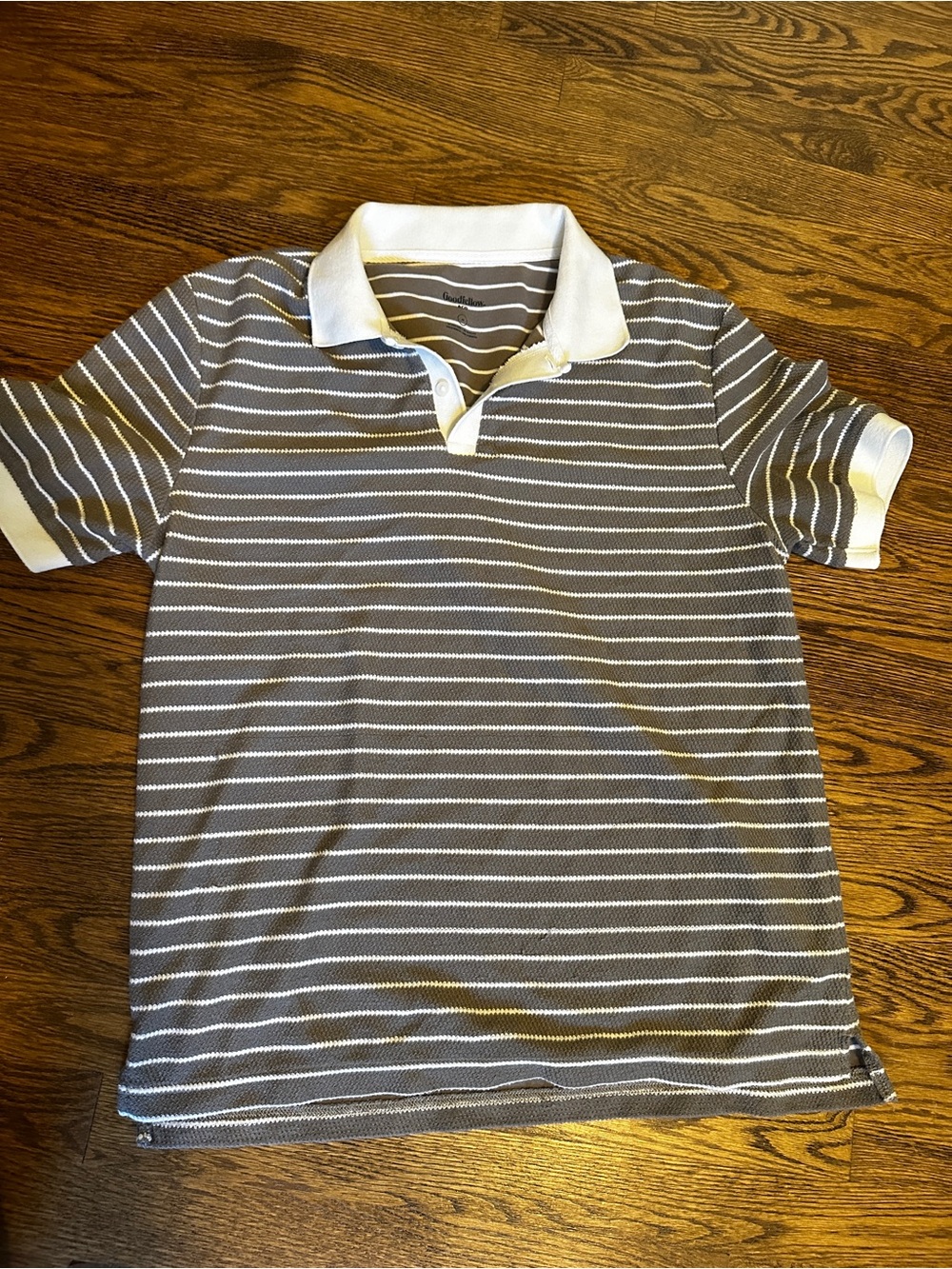 Goodfellow & Co Gray and White Striped Polo